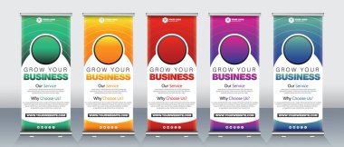 Modern soyut dikey işletmeler Banner Design seti. Sokak İşletmeleri, etkinlikler, sunumlar, toplantılar, yıllık etkinlikler, sergiler için tabela Reklam Şablonu X afişi