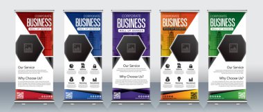 Modern soyut dikey işletmeler Banner Design seti. Sokak İşletmeleri, etkinlikler, sunumlar, toplantılar, yıllık etkinlikler, sergiler için tabela Reklam Şablonu X afişi