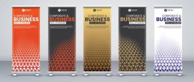 Modern soyut dikey işletmeler Banner Design seti. Sokak İşletmeleri, etkinlikler, sunumlar, toplantılar, yıllık etkinlikler, sergiler için tabela Reklam Şablonu X afişi