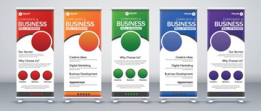 Modern soyut dikey işletmeler Banner Design seti. Sokak İşletmeleri, etkinlikler, sunumlar, toplantılar, yıllık etkinlikler, sergiler için tabela Reklam Şablonu X afişi