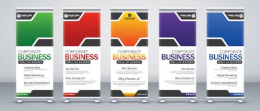 Modern soyut dikey işletmeler Banner Design seti. Sokak İşletmeleri, etkinlikler, sunumlar, toplantılar, yıllık etkinlikler, sergiler için tabela Reklam Şablonu X afişi