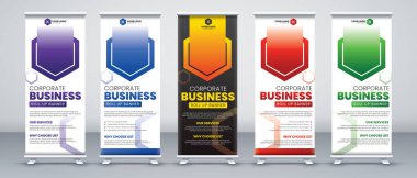 Modern soyut dikey işletmeler Banner Design seti. Sokak sunumları, toplantılar, yıllık etkinlikler, sergiler için tabela Reklam Şablonu X pankartı