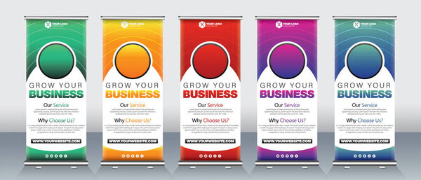 Современный абстрактный вертикальный бизнес сворачивает набор Banner Design. вывеска Рекламный шаблон стенд X баннер для уличного бизнеса, события, презентации, встречи, ежегодные мероприятия, выставки