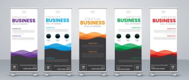 Modern soyut dikey işletmeler Banner Design seti. Sokak İşletmeleri için tabela Reklam Şablonu Standee X pankartı, olaylar