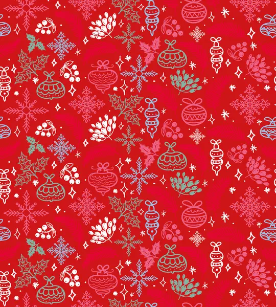 Tatil ve kış sembolleriyle kusursuz bir Noel deseni. Noel kartı, davetiye, ambalaj kağıdı, duvar kağıdı ve diğerleri için kullanılabilir.