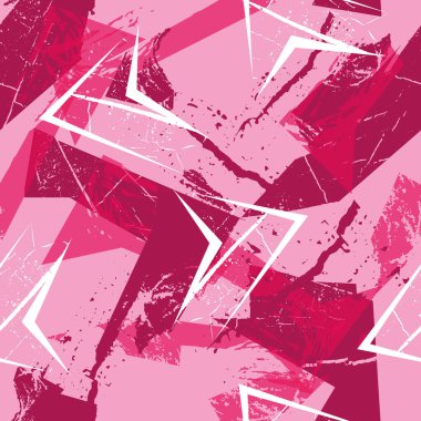 Eğri çizgiler, noktalar, eski püskü şekil öğelerini, renkli sprey boya mürekkep ile soyut kesintisiz geometrik desen. Grunge kentsel modeli boy için kağıt ambalaj kız, spor giyim,.