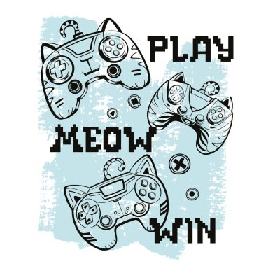 Tahıllar üzerine çizgi film kedisi çizimi arkaplan dokusunda ve Meow Play Win 'e mesaj atın. Kediler oyun sahası