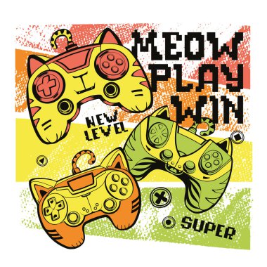 Tahıllar üzerine çizgi film kedisi çizimi arkaplan dokusunda ve Meow Play Win 'e mesaj atın. Kediler oyun sahası