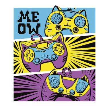 Tahıllar üzerine çizgi film kedisi çizimi arkaplan dokusunda ve Meow Play Win 'e mesaj atın. Kediler oyun sahası