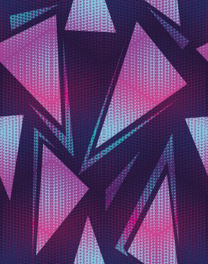 Soyut, dikişsiz geometrik desen. Erkekler ve kızlar için renkli bir geçmiş, moda ve spor giysileri, sırt çantaları, çantalar. Tuhaf kaotik arkaplan.