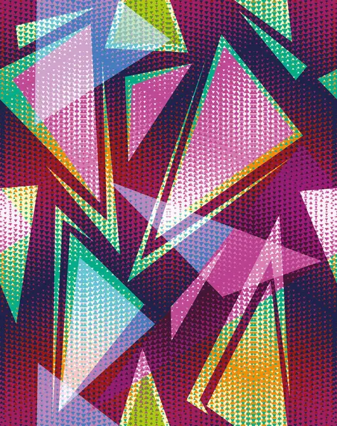 Soyut, dikişsiz geometrik desen. Erkekler ve kızlar için renkli bir geçmiş, moda ve spor giysileri, sırt çantaları, çantalar. Tuhaf kaotik arkaplan.