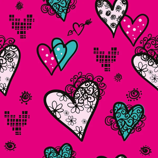 Kusursuz aşk kalp tasarımı vektör geçmişi. Sevgililer gününde kusursuz bir desen. Yüreği olan kusursuz bir doku..