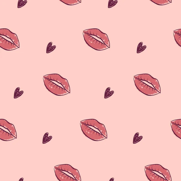 Elle çizilmiş pürüzsüz pembe dudaklar ve kalp çizimleri. Romantik ya da aşk temalı tasarımlar için ideal, neşeli ve büyüleyici bir dudak ve kalp deseni var..