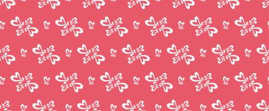 Karmaşık kalpleri olan kusursuz bir düzen. Kalp süslemeli vektör illüstrasyonu. Sevgililer Günü paket kağıdı. Kapak kalp izi.