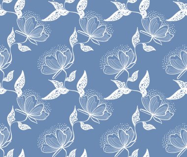 Çiçeksiz desenli pamuk çiçekleri, uçsuz bucaksız doku, mürekkep eskiz sanatı. Düğün davetiyeleri, duvar kağıtları, tekstil ve ambalaj kağıtları için vektör illüstrasyonu