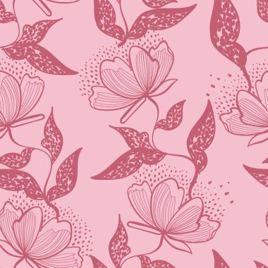 Çiçeksiz desenli pamuk çiçekleri, uçsuz bucaksız doku, mürekkep eskiz sanatı. Düğün davetiyeleri, duvar kağıtları, tekstil ve ambalaj kağıtları için vektör illüstrasyonu