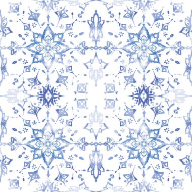 Suluboya Mandala kusursuz desen. Çiçek kaleydoskop süsü