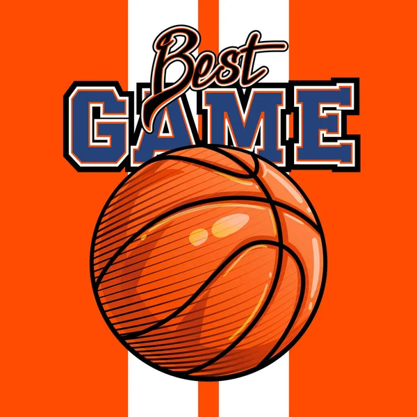 Üniversite vekil illüstrasyonu basketbol topu. Spor malzemeleri. Spor afişi. Giysiler ve amblemler için top baskısı. Slogan En İyi Oyun