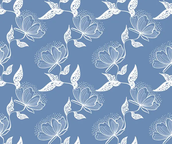 Çiçeksiz desenli pamuk çiçekleri, uçsuz bucaksız doku, mürekkep eskiz sanatı. Düğün davetiyeleri, duvar kağıtları, tekstil ve ambalaj kağıtları için vektör illüstrasyonu