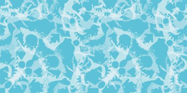 Abstract wave seamless pattern with grunge blue background. Textured ocean waves ornament clipart