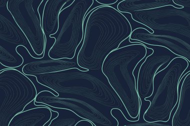 Abstract digital wave seamless pattern. Blue circular linear shape on blue background. Futuristic stripe wave