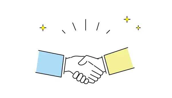 Düz bir tokalaşma simgesi. Beyaz izole edilmiş arkaplanda el sıkışma vektör illüstrasyonu.