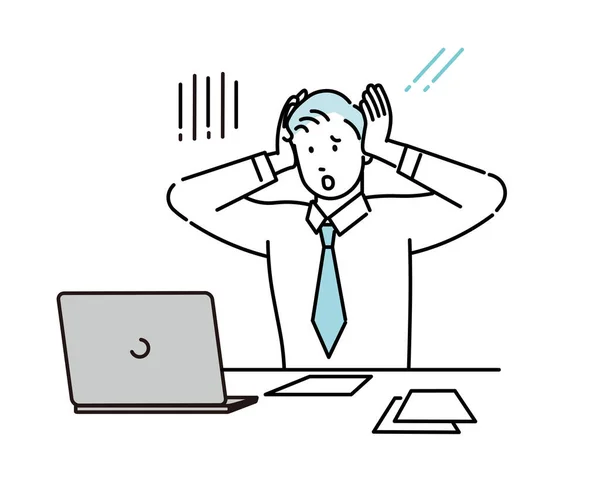 Yüzü sorunlu bir iş adamı - başarısızlık - 1 adam - üst vücut - basit illüstrasyon vektör materyali