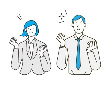 İş adamı ve kadın iç güdüsü - çalışan - üst vücut - başarılı bir iş adamı ve kadının basit bir vektör çizimi