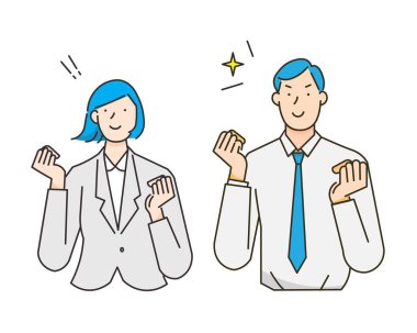 Gut-poz - çalışan - üst vücut - başarılı bir iş adamı ve kadının basit vektör çizimi