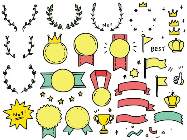 El çizimi simgesi seti - sıralama madalyaları- basit renk vektör resimleme malzemesi