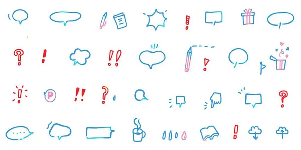 Gökkuşağı renkli çerçeveler, konuşma baloncukları vs. için kullanılabilen bir dizi şirin vektör çizimleri. El çizimi karalama vektör çizimleri ayarlandı