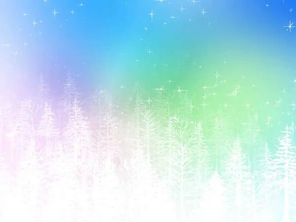 Beyaz kış ağaçlarının ve kar tanelerinin muhteşem suluboya stili vektör çerçevesi çizimi.