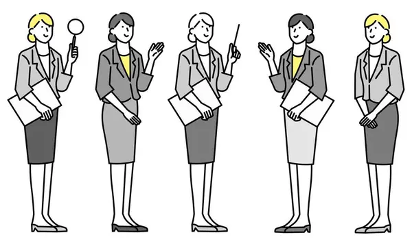 Müşteri - kadın - tüm vücut - vektör illüstrasyonunu belirleyen bir iş adamının vektör çizimi