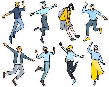 Vektör Simgesi Çizim Çizim Vektörü Simgesi Ayarları - Çeşitli İnsanlar - Çeşitli Hareketler