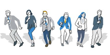 Girişimci - iş adamının beyaz arkaplan resimleriyle çalışan klip sanatı