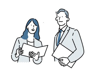 Belgeleri olan iş adamı - erkek ve kadın - üst gövde vektör illüstrasyonu