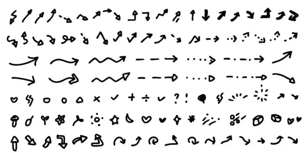 Çerçeveler, çağrılar, oklar vs. için vektör simgesi ayarlandı, el çizimi karalama mürekkebi - siyah ve beyaz