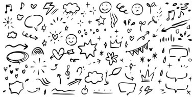 El yapımı pastel boya ikonu seti. Sevimli çiçek, kalp, bulut, yıldız, taç ve gökkuşağı renkli çocuk karalama stili. Ağaç, ev, gülümseme, güneş okulu eskizi doğa çocuk tasarımı. Vektör illüstrasyonu