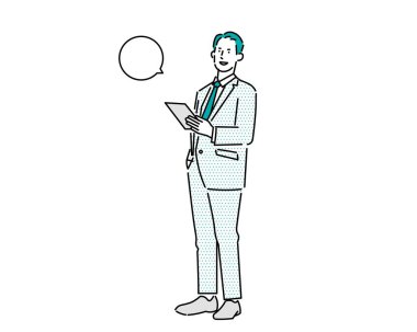 İş adamı elinde belgelerle - Adam - Tam uzunluktaki poz - Pano - Vektör illüstrasyon materyali