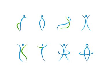 Fitness logo sembolü İnsan karakter logosu çizim vektör tasarımı