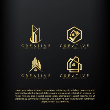 emlak ticareti gradyan rengi Bandel tasarım logosu, emlak ve inşaat logosu, ev veya emlak logosu çizimi tasarımı