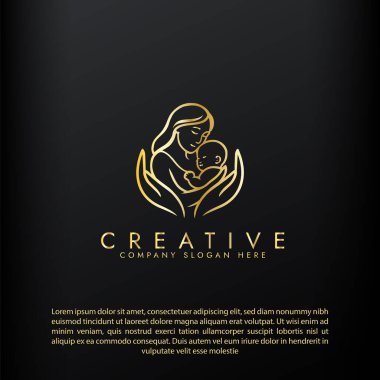 Yeni anne logosu, ebeveynlik ve aile logosu, anne ve bebek logosu tasarımı için geliştirme ortamı