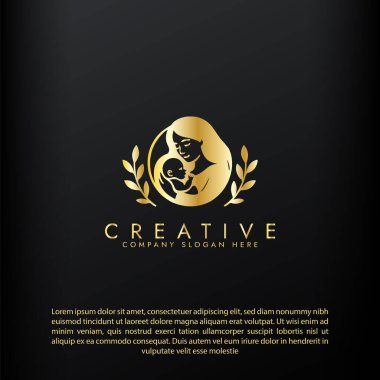 Yeni anne logosu, ebeveynlik ve aile logosu, anne ve bebek logosu tasarımı için geliştirme ortamı