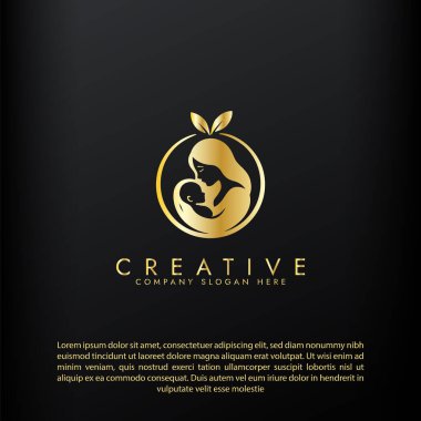 Yeni anne logosu, ebeveynlik ve aile logosu, anne ve bebek logosu tasarımı için geliştirme ortamı