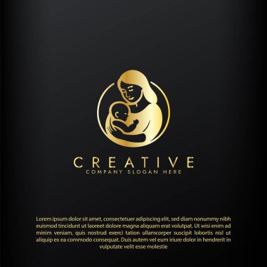 Yeni anne logosu, ebeveynlik ve aile logosu, anne ve bebek logosu tasarımı için geliştirme ortamı