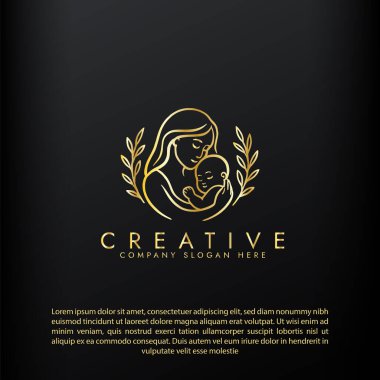 Yeni anne logosu, ebeveynlik ve aile logosu, anne ve bebek logosu tasarımı için geliştirme ortamı