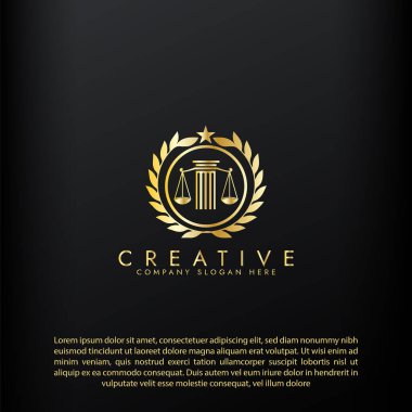 Hukuk logosu adalet hukuk firması logosu adalet avukatı logo vektör tasarımını ölçüyor