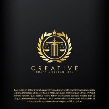 Hukuk logosu adalet hukuk firması logosu adalet avukatı logo vektör tasarımını ölçüyor