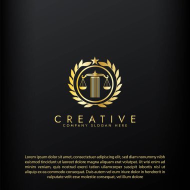Hukuk logosu adalet hukuk firması logosu adalet avukatı logo vektör tasarımını ölçüyor