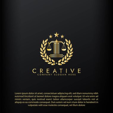 Hukuk logosu adalet hukuk firması logosu adalet avukatı logo vektör tasarımını ölçüyor